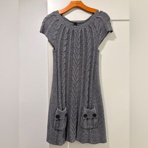 Gray Cable Knit Sweater Dress